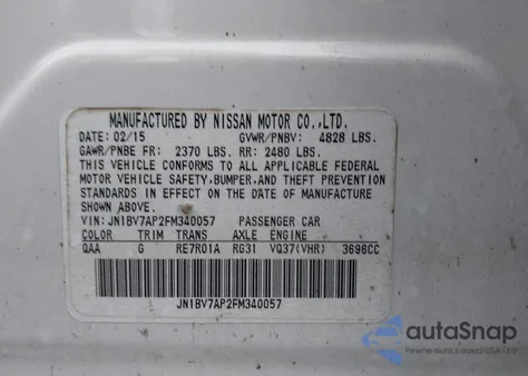 2015 Infiniti Q50 Premium из США, поврежденный, VIN JN1BV7AP2FM340057